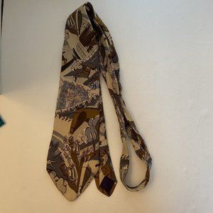 Men's necktie 100% silk tie Perry Ellis Portfolio horses racing jockey USA made